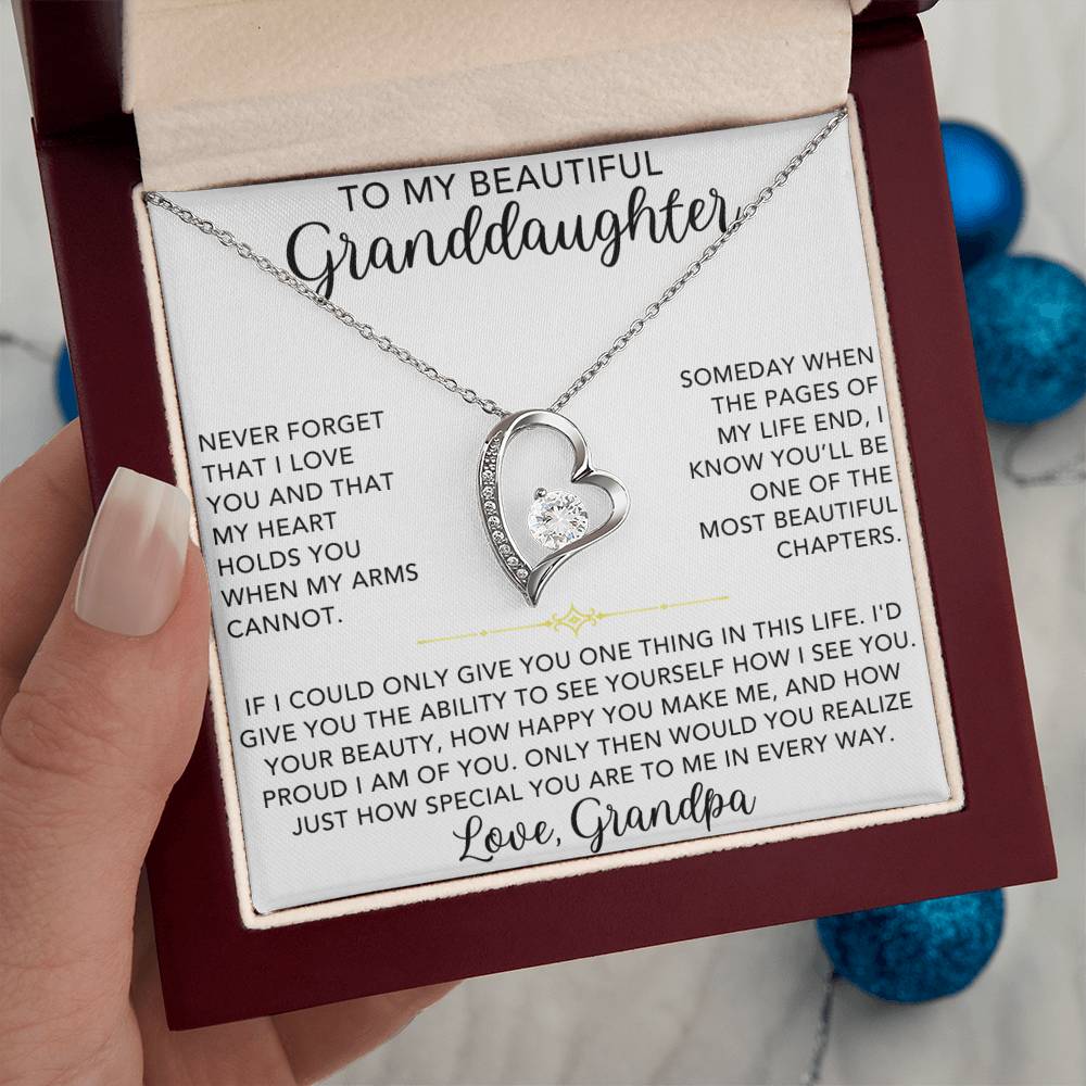 Heart Necklace - To My Granddaughter, Love Grandpa