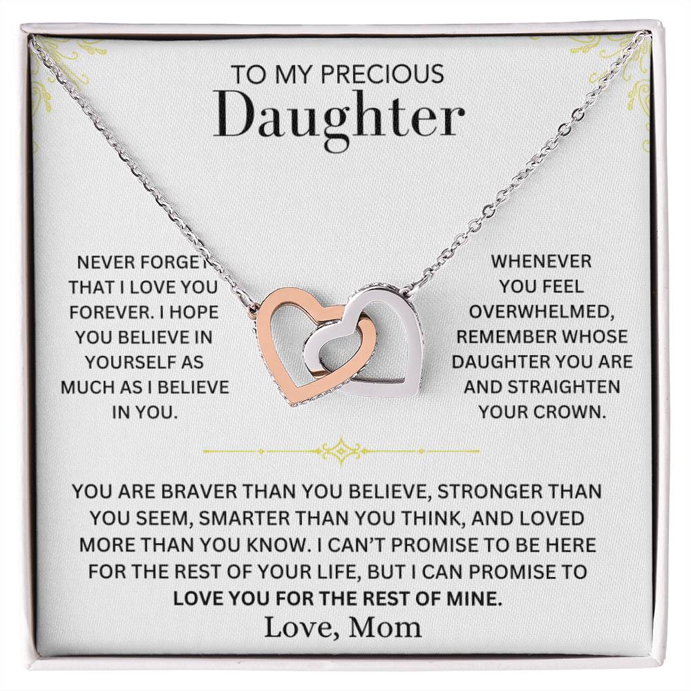 Interlocking Hearts Necklace - To My Daughter, Love Mom