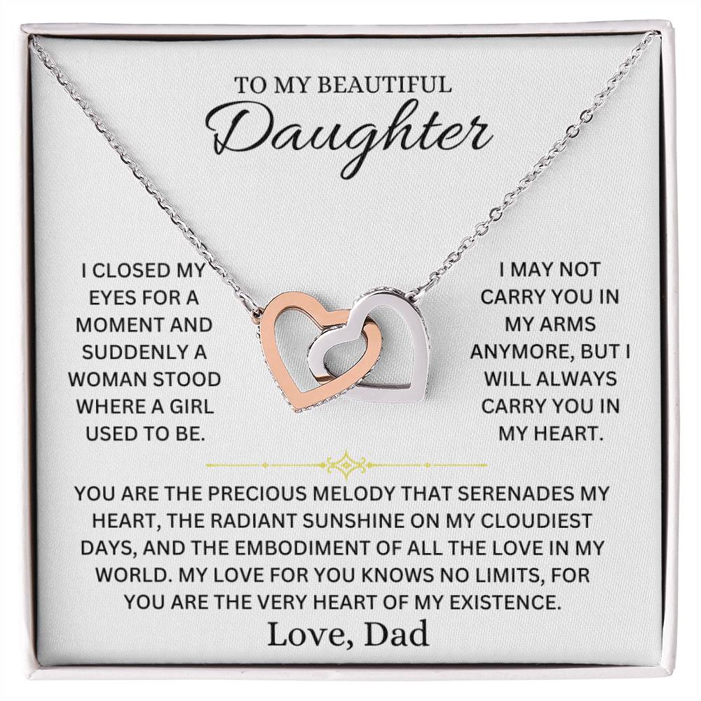 Interlocking Hearts Necklace - To My Daughter, Love Dad