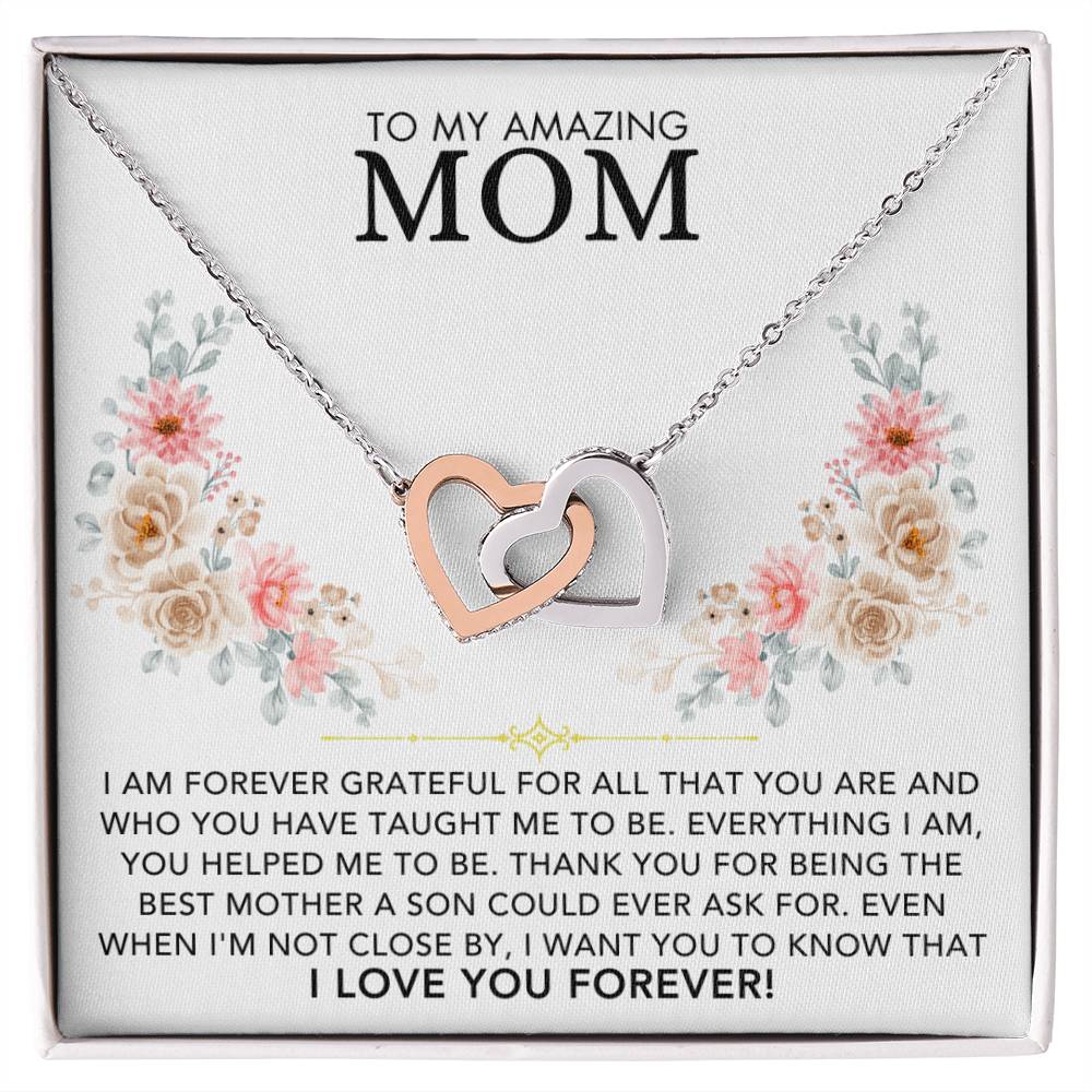 Interlocking Hearts Necklace - Dear Mom, Love Son