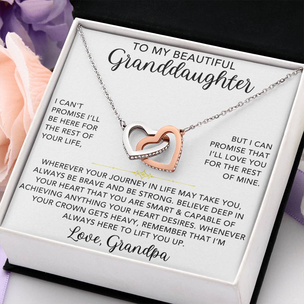 Interlocking Hearts Necklace - To My Granddaughter, Love Grandpa