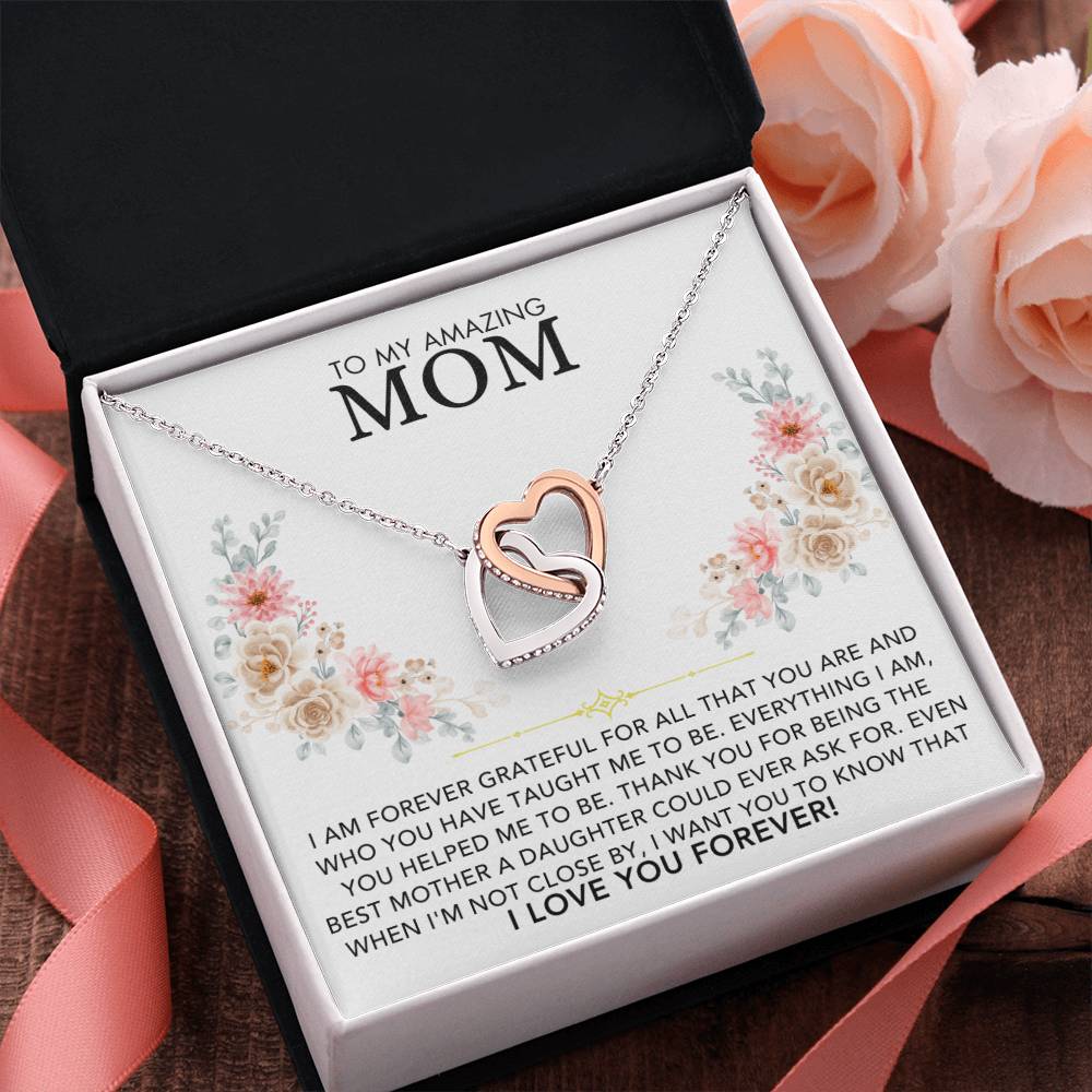 Interlocking Hearts Necklace - Dear Mom, Love Daughter