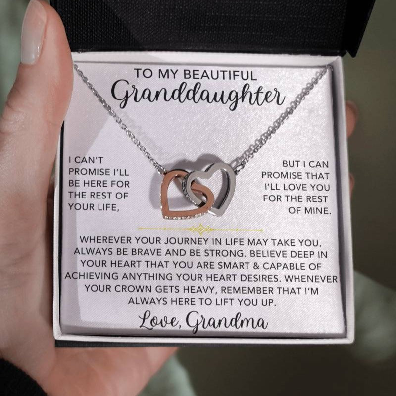 Interlocking Hearts Necklace - To My Granddaughter, Love Grandma