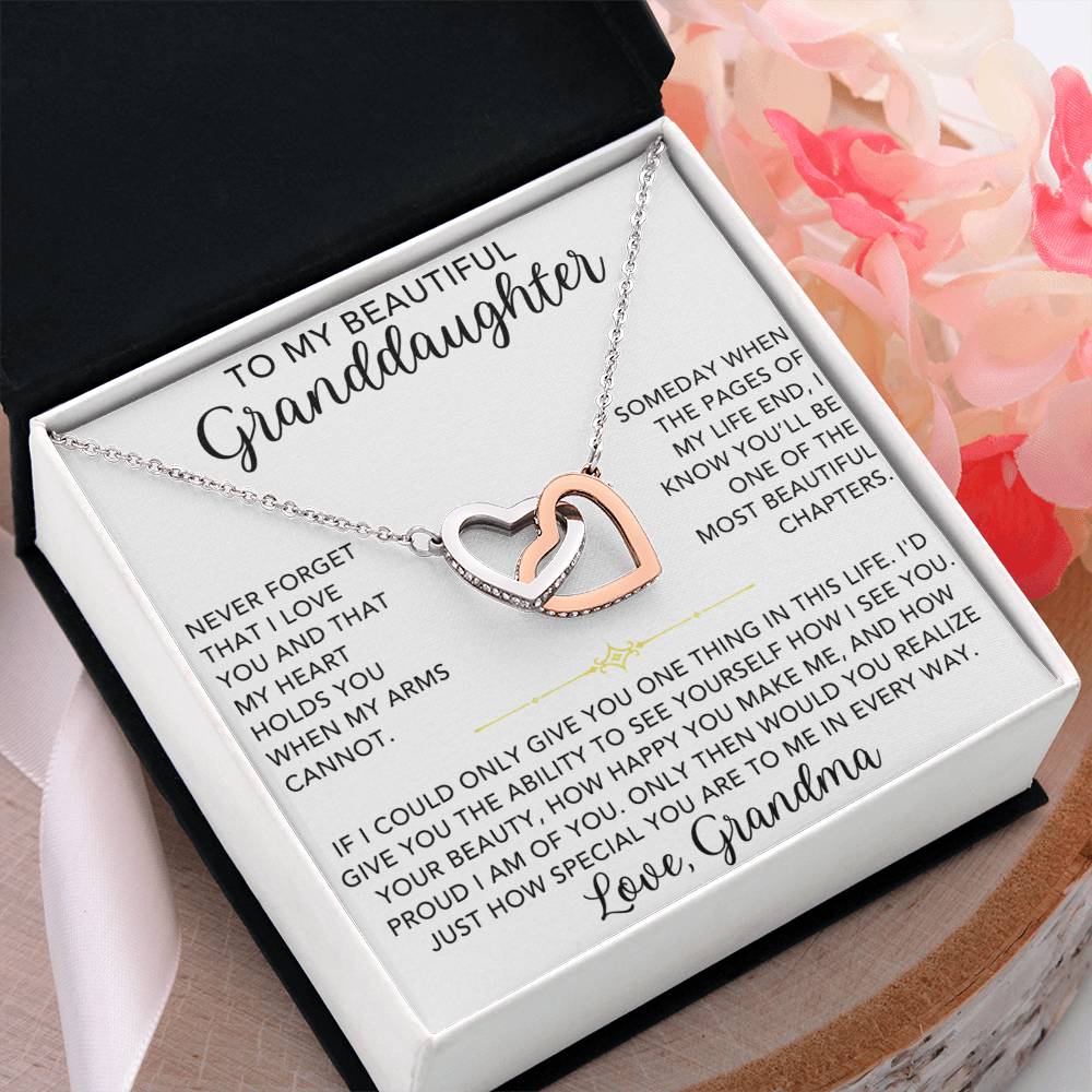 Interlocking Hearts Necklace - To My Granddaughter, Love Grandma