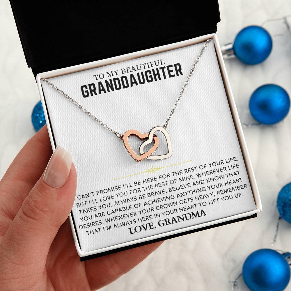 Interlocking Hearts Necklace - To My Granddaughter, Love Grandma