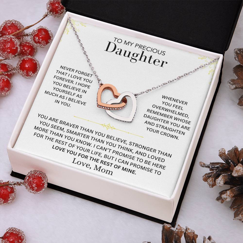 Interlocking Hearts Necklace - To My Daughter, Love Mom