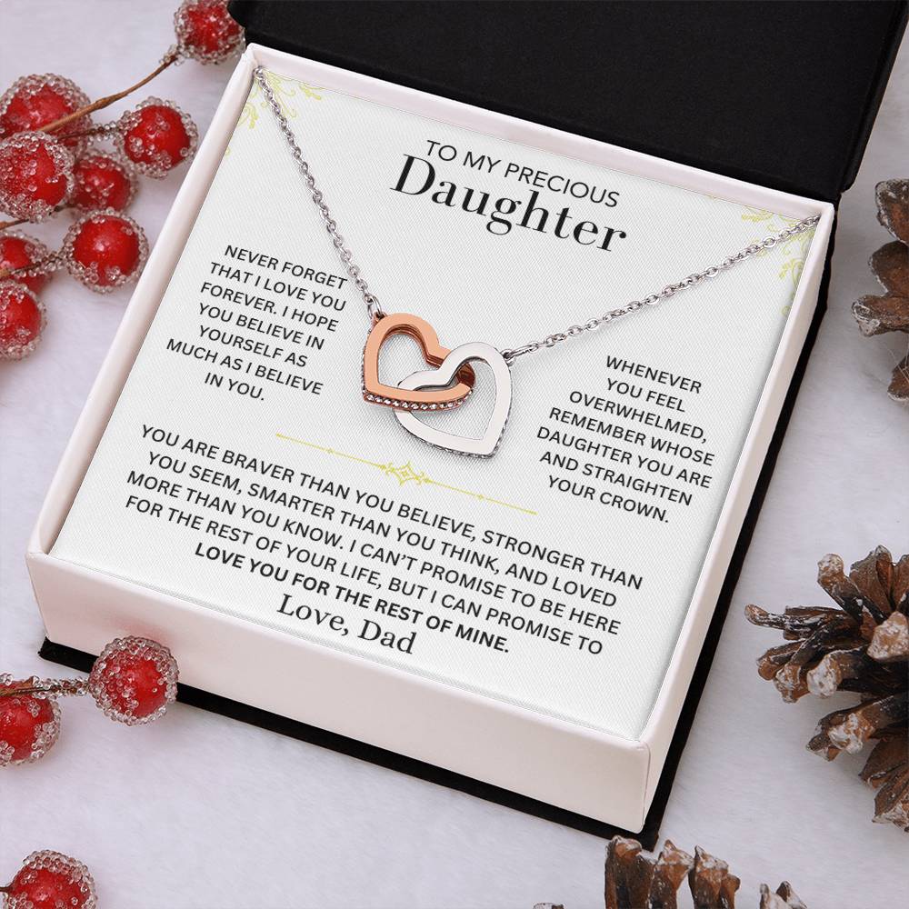 Interlocking Hearts Necklace - To My Daughter, Love Dad