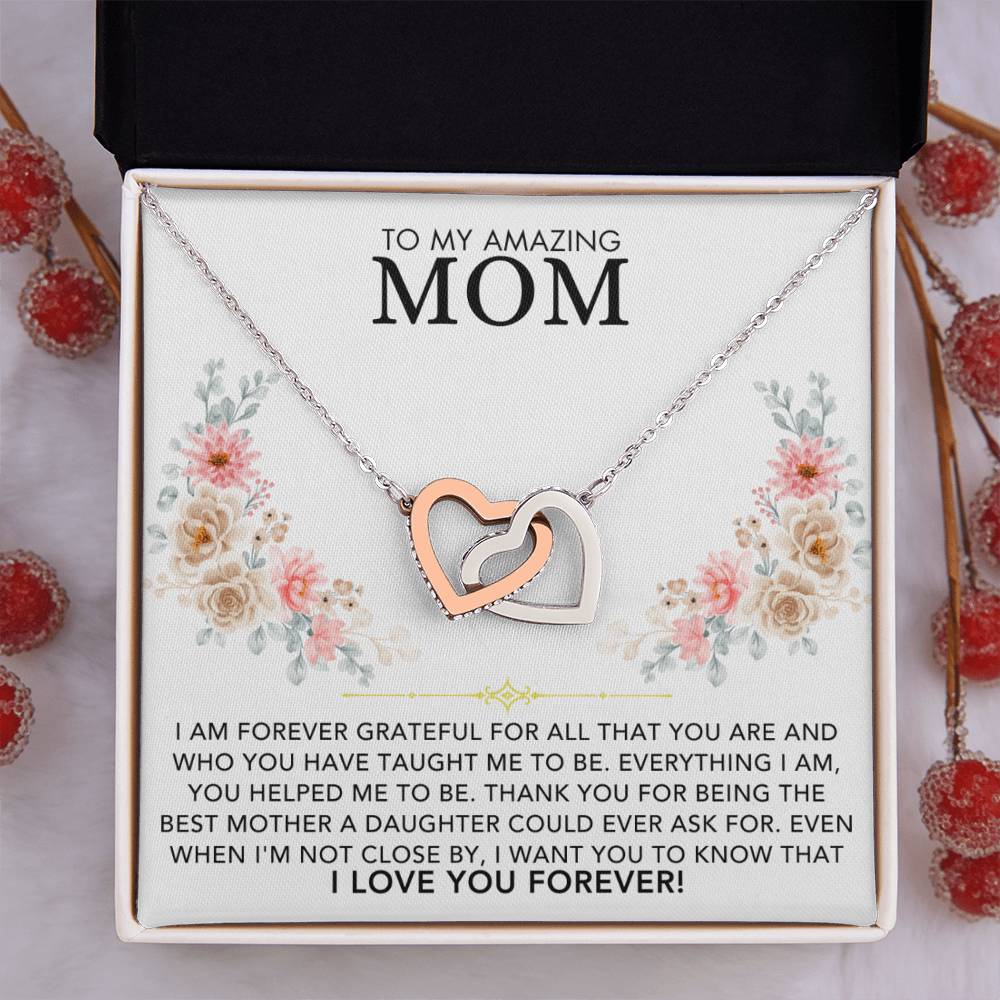 Interlocking Hearts Necklace - Dear Mom, Love Daughter