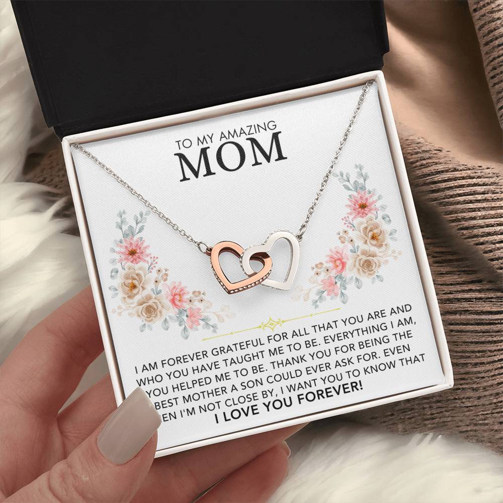 Interlocking Hearts Necklace - Dear Mom, Love Son