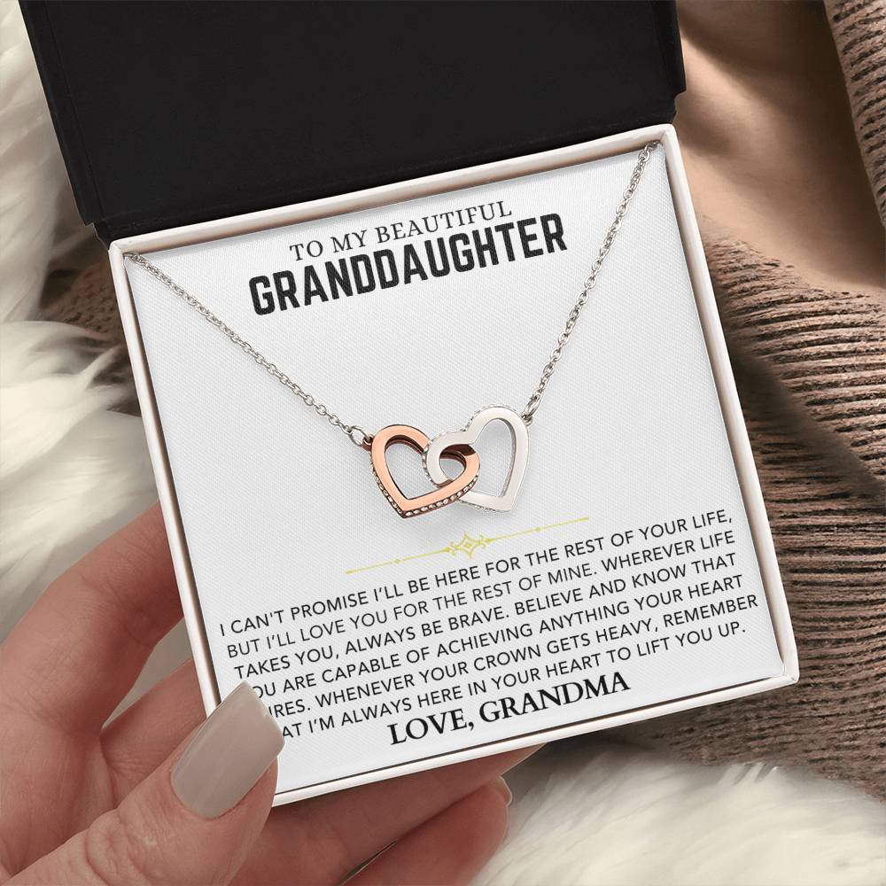 Interlocking Hearts Necklace - To My Granddaughter, Love Grandma