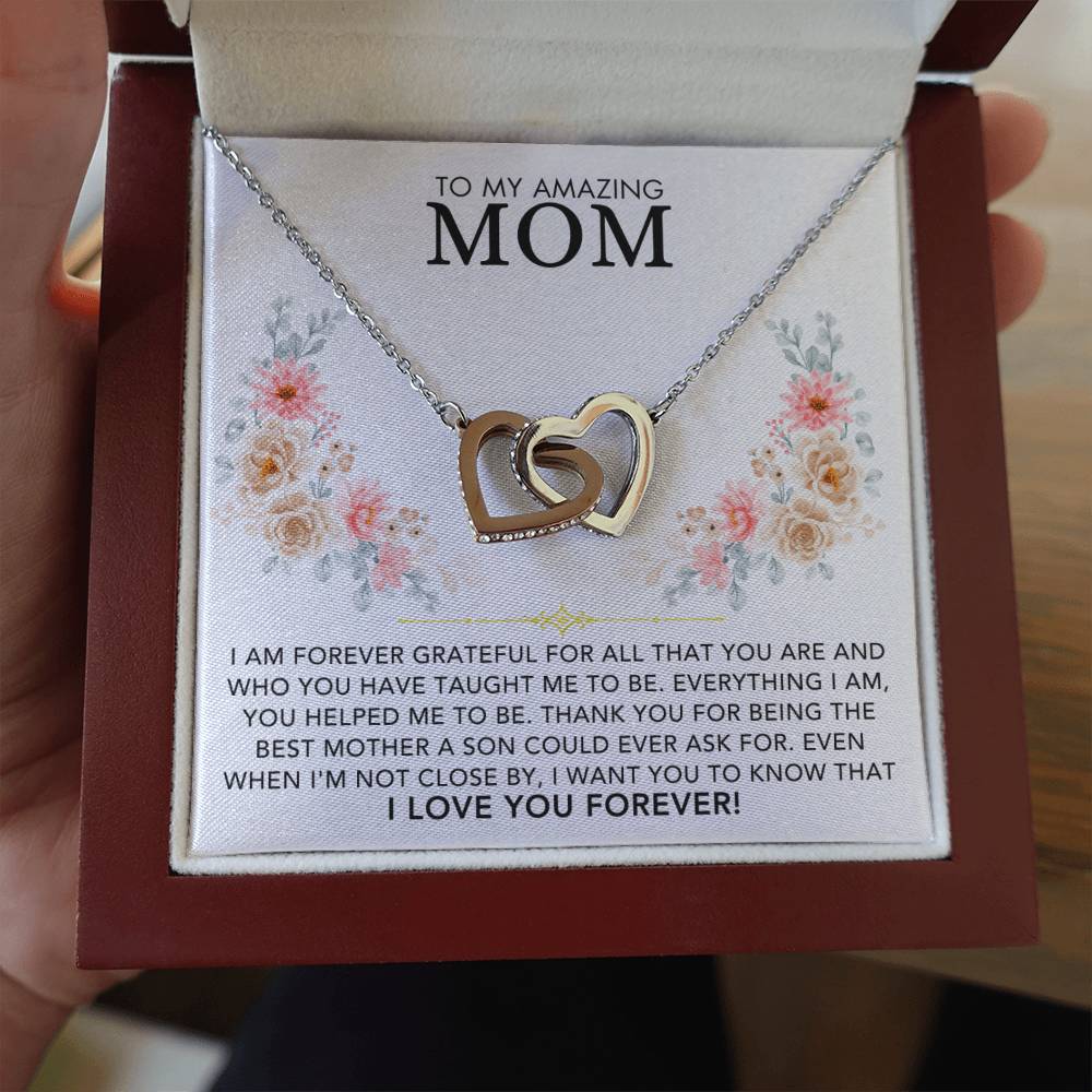 Interlocking Hearts Necklace - Dear Mom, Love Son