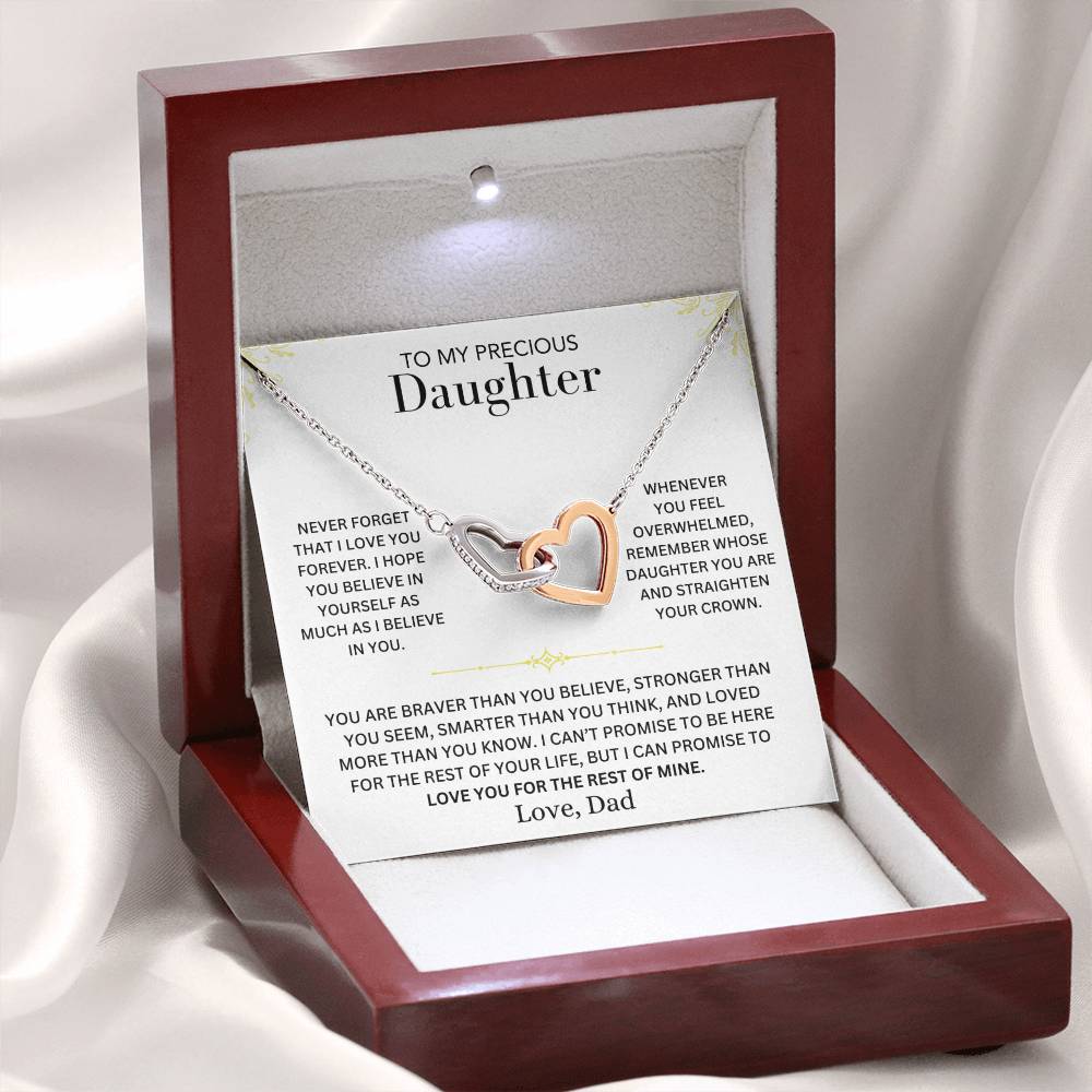 Interlocking Hearts Necklace - To My Daughter, Love Dad