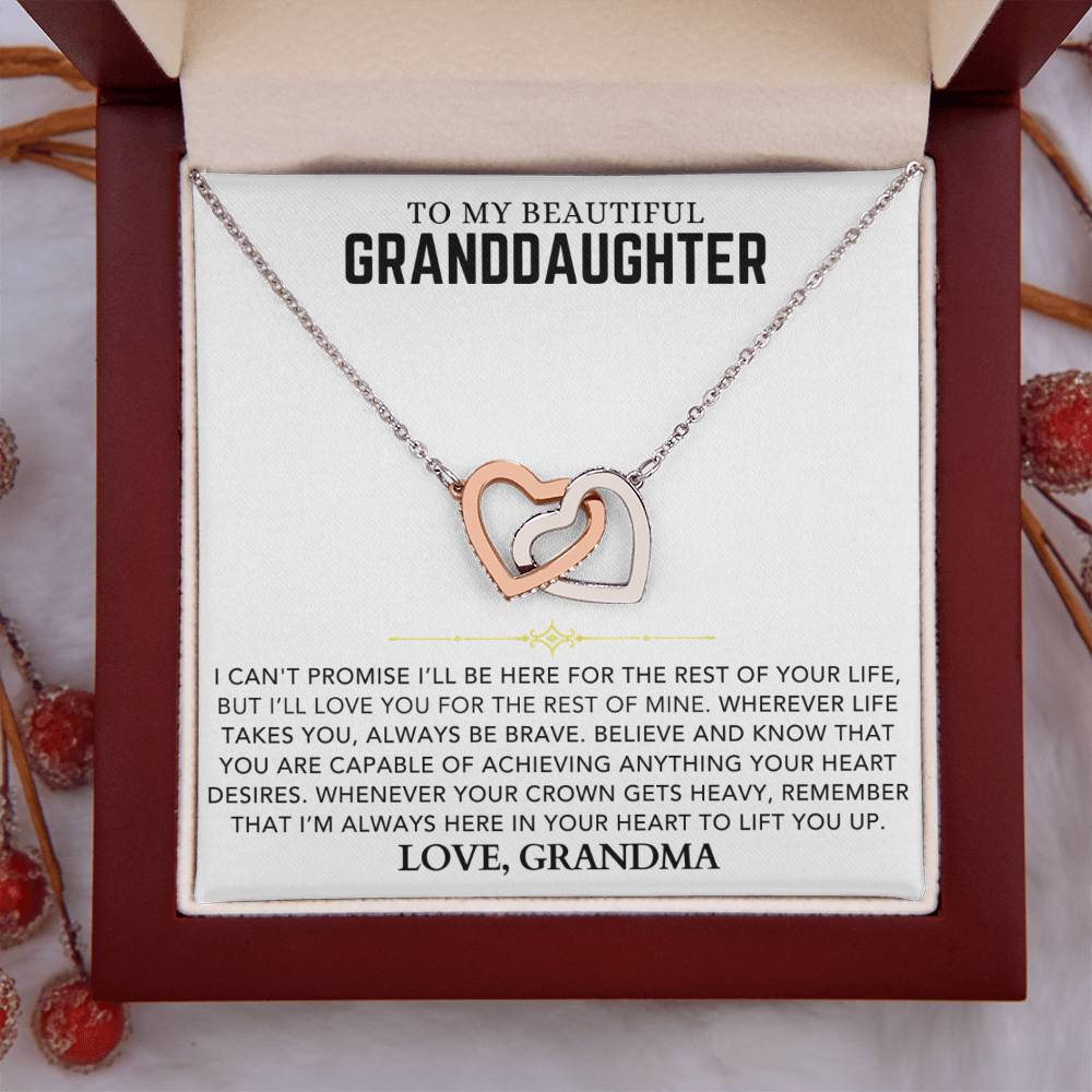 Interlocking Hearts Necklace - To My Granddaughter, Love Grandma