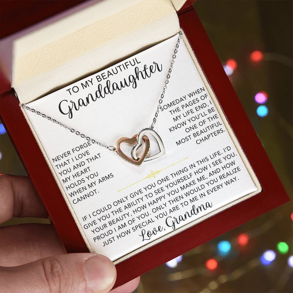 Interlocking Hearts Necklace - To My Granddaughter, Love Grandma