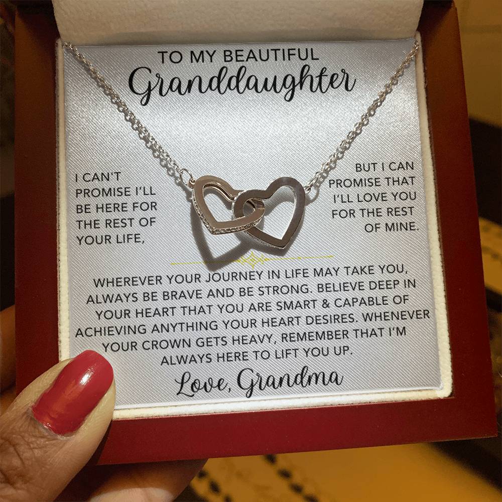 Interlocking Hearts Necklace - To My Granddaughter, Love Grandma