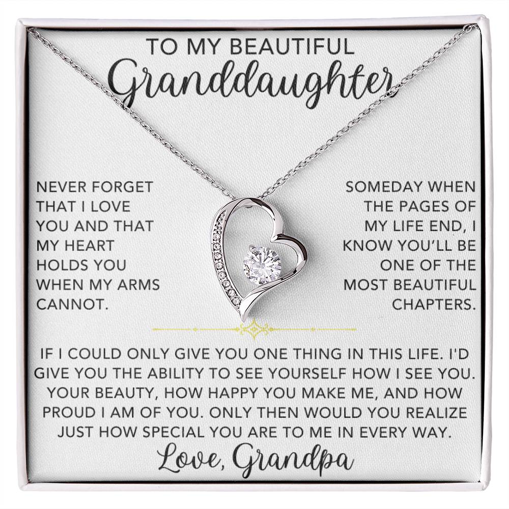 Heart Necklace - To My Granddaughter, Love Grandpa