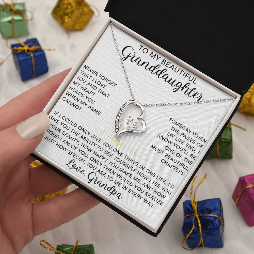 Heart Necklace - To My Granddaughter, Love Grandpa