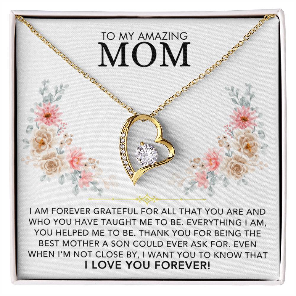 Heart Necklace - To My Amazing Mom, Love Son