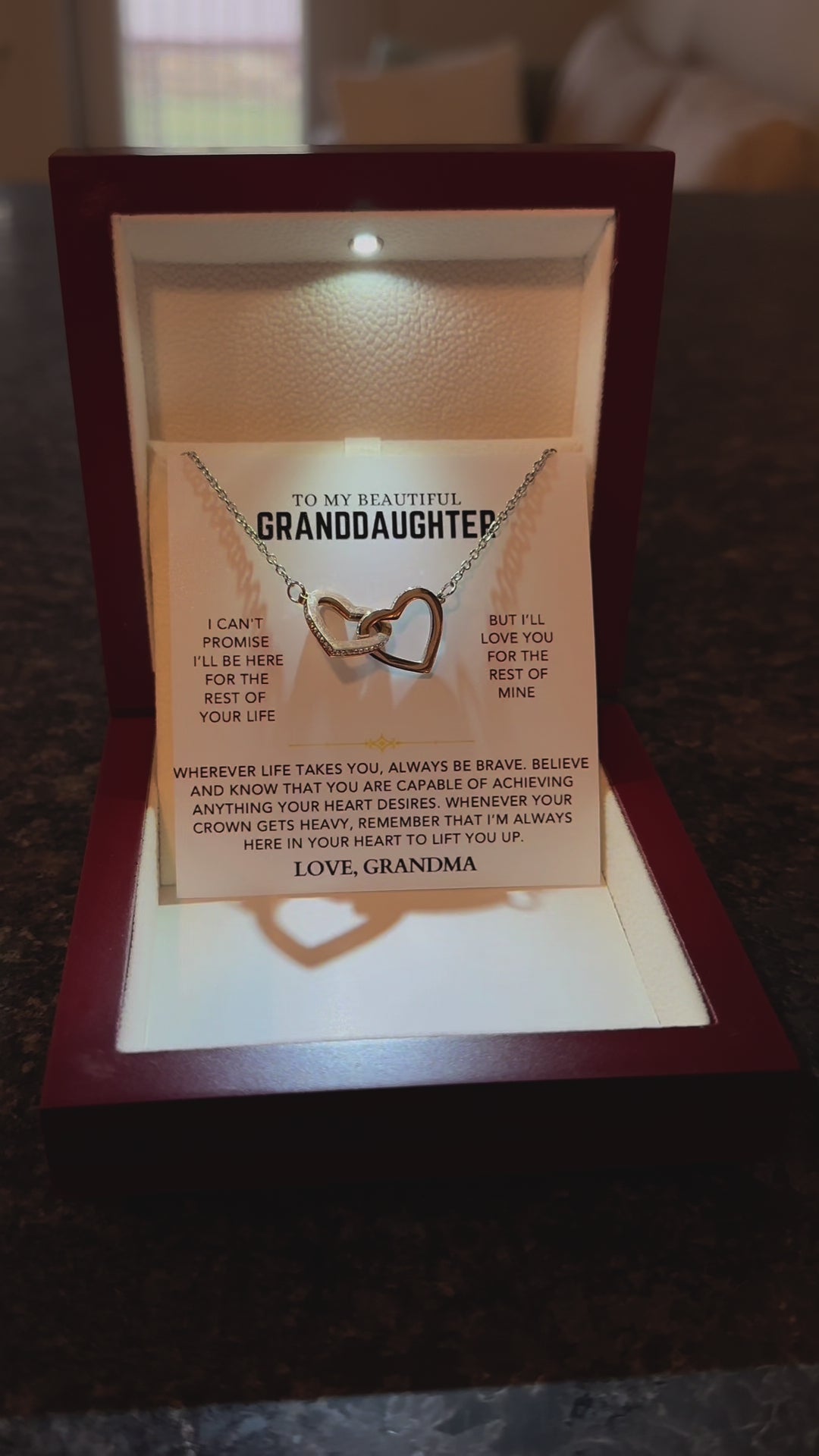 Interlocking Hearts Necklace - To My Granddaughter, Love Grandma