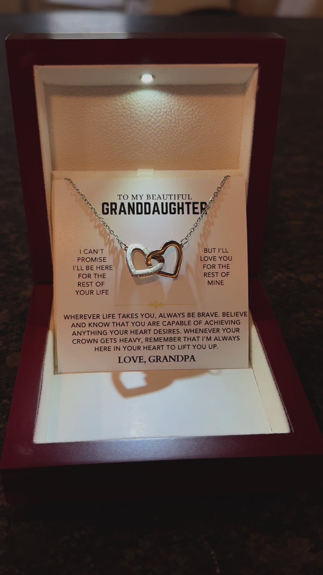 Interlocking Hearts Necklace - To My Granddaughter, Love Grandpa